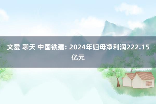 文爱 聊天 中国铁建: 2024年归母净利润222.15亿元