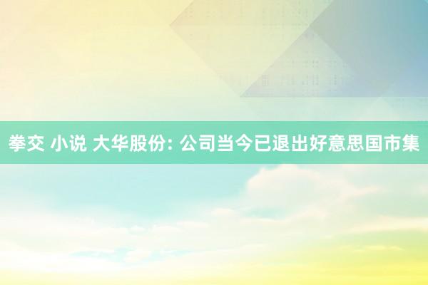 拳交 小说 大华股份: 公司当今已退出好意思国市集