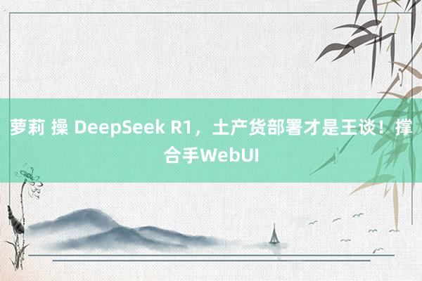 萝莉 操 DeepSeek R1，土产货部署才是王谈！撑合手